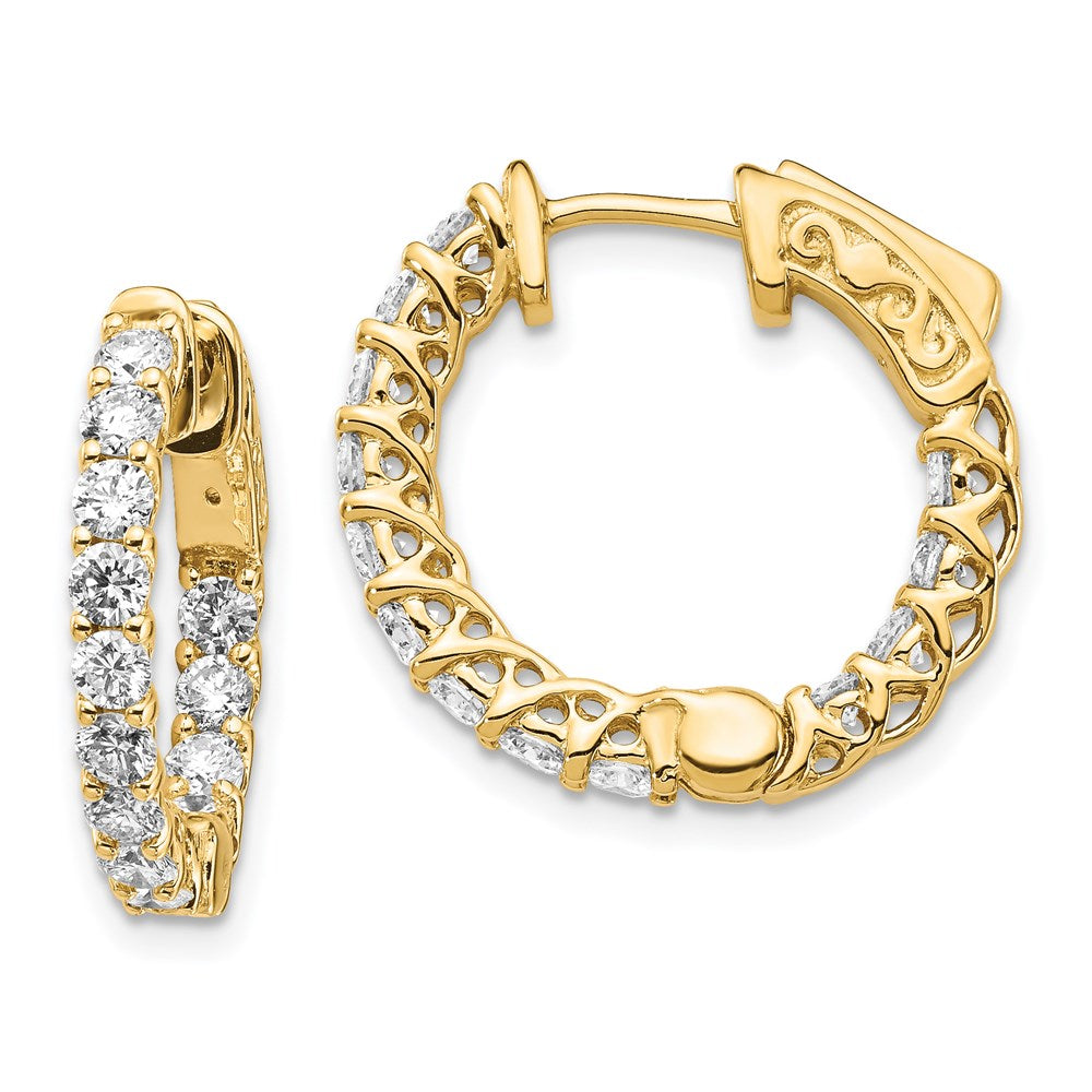 14k Diamond Round Hoop w/Safety Clasp Earrings