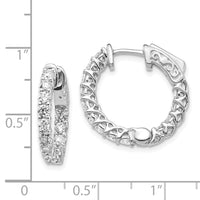Thumbnail for 14k White Gold Diamond Round Hoop w/Safety Clasp Earrings