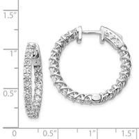 Thumbnail for 14k White Gold Diamond Round Hoop w/Safety Clasp Earrings