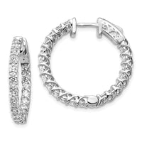 Thumbnail for 14k White Gold Diamond Round Hoop w/Safety Clasp Earrings
