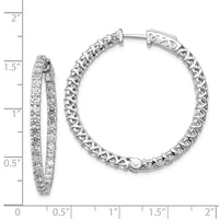 Thumbnail for 14k White Gold Diamond Round Hoop w/Safety Clasp Earrings