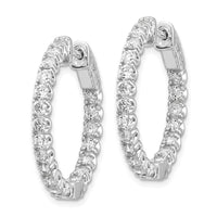 Thumbnail for 14k White Gold Diamond Round Hoop w/Safety Clasp Earrings