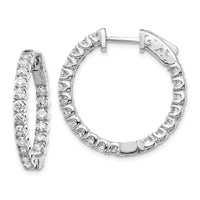 Thumbnail for 14k White Gold Diamond Round Hoop w/Safety Clasp Earrings