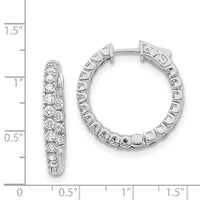 Thumbnail for 14k White Gold Diamond Round Hoop w/Safety Clasp Earrings