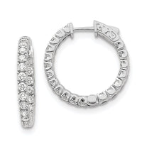 Thumbnail for 14k White Gold Diamond Round Hoop w/Safety Clasp Earrings
