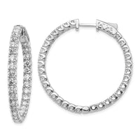 Thumbnail for 14k White Gold Diamond Round Hoop w/Safety Clasp Earrings
