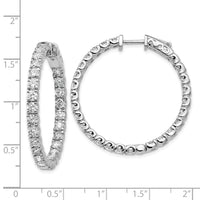 Thumbnail for 14k White Gold Diamond Round Hoop w/Safety Clasp Earrings