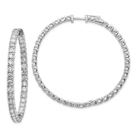 Thumbnail for 14k White Gold Diamond Round Hoop w/Safety Clasp Earrings