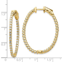 Thumbnail for 14k Diamond Oval Hoop w/Safety Clasp Earrings