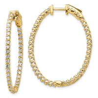 Thumbnail for 14k Diamond Oval Hoop w/Safety Clasp Earrings