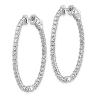 Thumbnail for 14k White Gold Diamond Oval Hoop w/Safety Clasp Earrings