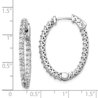 Thumbnail for 14k White Gold Diamond Oval Hoop w/Safety Clasp Earrings
