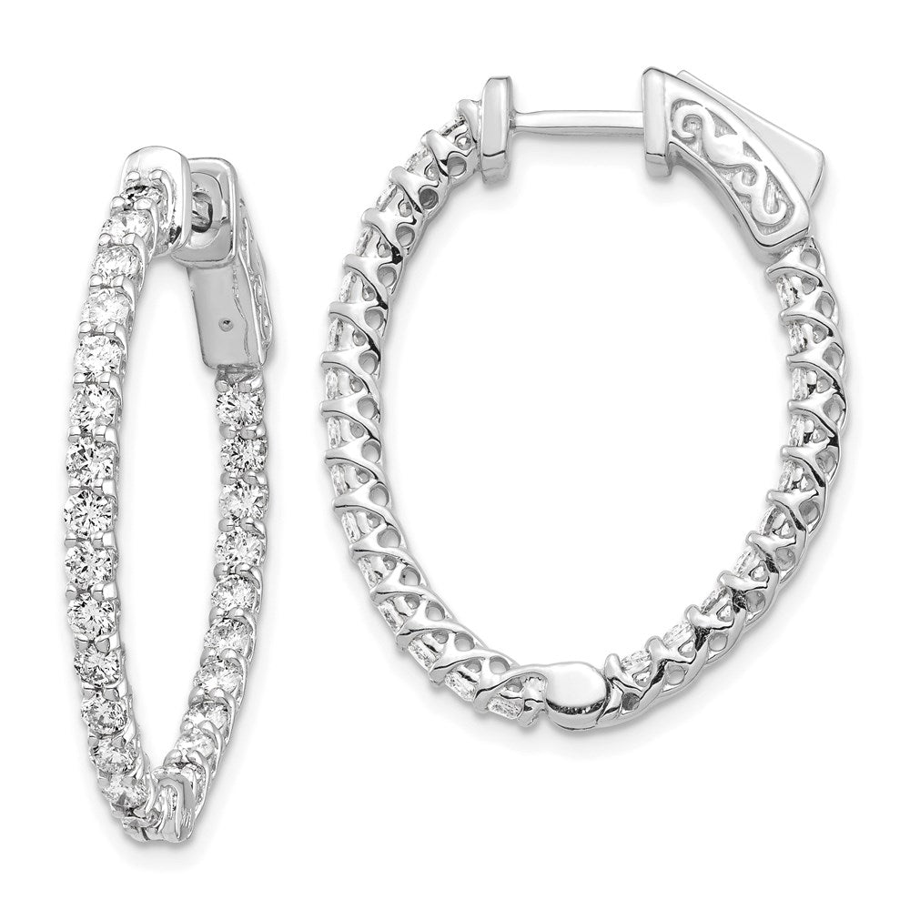 14k White Gold Oval Hoop w/Safety Clasp Earring Mountings