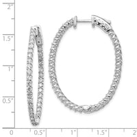 Thumbnail for 14k White Gold Diamond Oval Hoop w/Safety Clasp Earrings