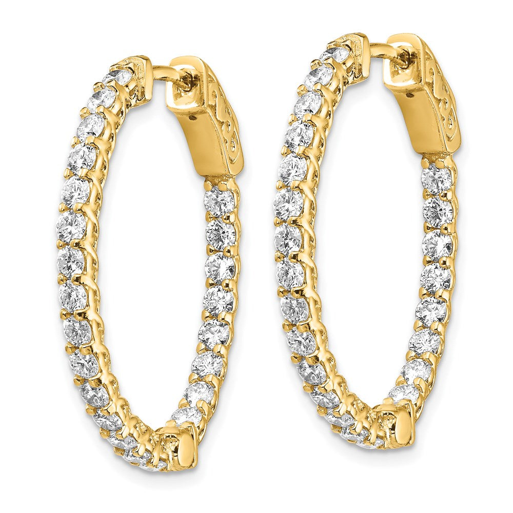 14k Diamond Oval Hoop w/Safety Clasp Earrings