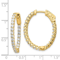 Thumbnail for 14k Diamond Oval Hoop w/Safety Clasp Earrings