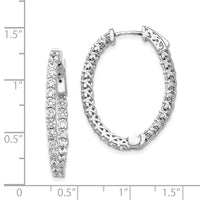 Thumbnail for 14k White Gold Diamond Oval Hoop w/Safety Clasp Earrings