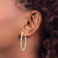 Thumbnail for 14k Diamond Oval Hoop w/Safety Clasp Earrings