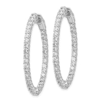 Thumbnail for 14k White Gold Diamond Oval Hoop w/Safety Clasp Earrings
