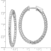 Thumbnail for 14k White Gold Diamond Oval Hoop w/Safety Clasp Earrings