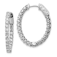 Thumbnail for 14k White Gold Diamond Oval Hoop w/Safety Clasp Earrings