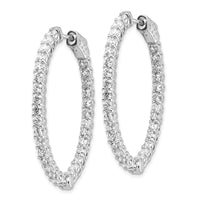 Thumbnail for 14k White Gold Diamond Oval Hoop w/Safety Clasp Earrings