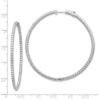 Thumbnail for 14k White Gold Diamond Round Hoop w/Safety Clasp Earrings
