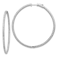 Thumbnail for 14k White Gold Diamond Round Hoop w/Safety Clasp Earrings