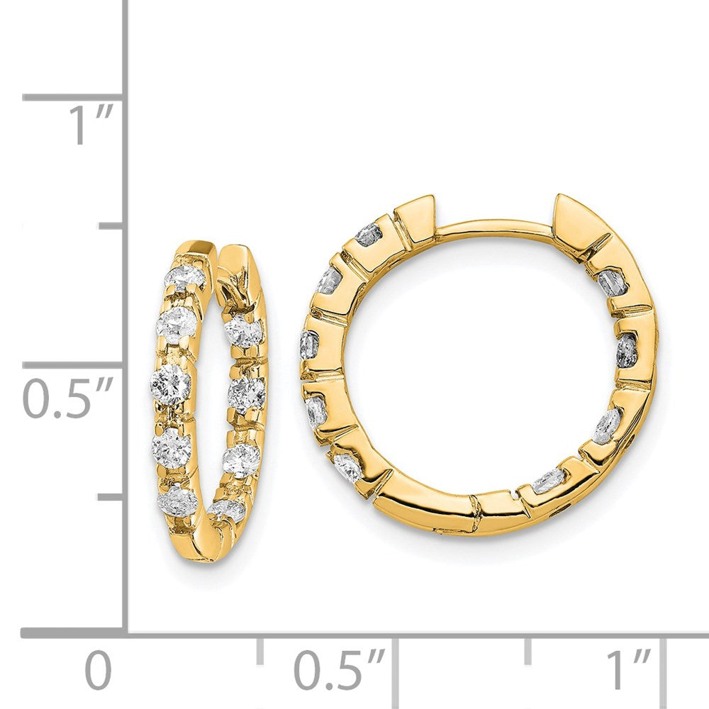14k AAA Diamond Hinged Hoop Earrings
