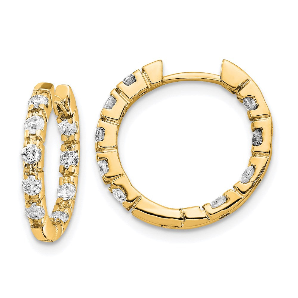 14k AAA Diamond Hinged Hoop Earrings