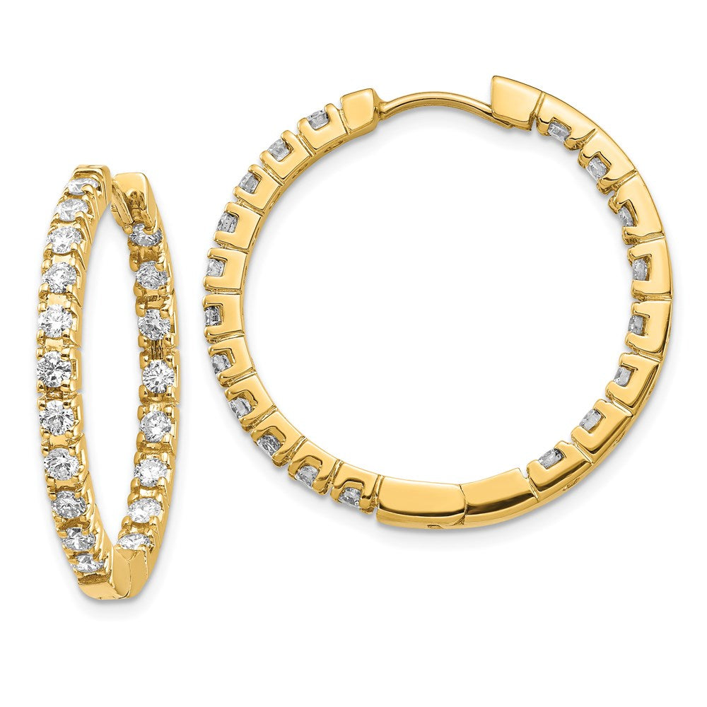 14k A Diamond Hinged Hoop Earrings