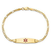 Thumbnail for 14K Medical Soft Diamond Shape Red Enamel Figaro ID Bracelet