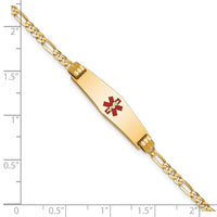 Thumbnail for 14K Medical Soft Diamond Shape Red Enamel Figaro ID Bracelet