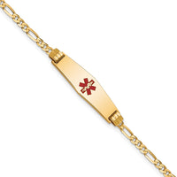 Thumbnail for 14K Medical Soft Diamond Shape Red Enamel Figaro ID Bracelet