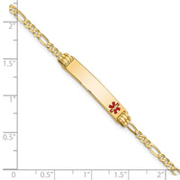 Thumbnail for 14K Medical Red Enamel Figaro ID Bracelet