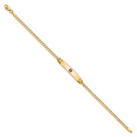 Thumbnail for 14K Medical Red Enamel Curb Link ID Bracelet