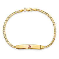 Thumbnail for 14K Medical Red Enamel Curb Link ID Bracelet