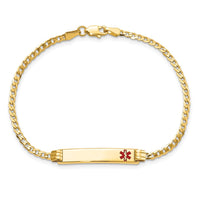 Thumbnail for 14K Medical Red Enamel Curb Link ID Bracelet