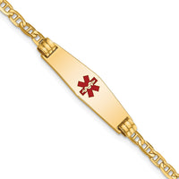 Thumbnail for 14K Medical Soft Diamond Shape Red Enamel Anchor ID Bracelet