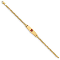 Thumbnail for 14K Medical Soft Diamond Shape Red Enamel Anchor ID Bracelet