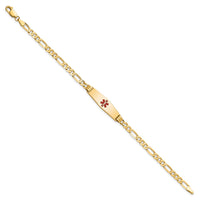 Thumbnail for 14K Medical Soft Diamond Shape Red Enamel Figaro ID Bracelet
