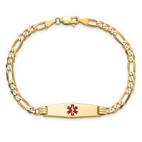 Thumbnail for 14K Medical Soft Diamond Shape Red Enamel Figaro ID Bracelet