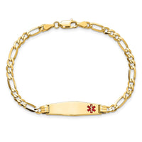 Thumbnail for 14K Medical Soft Diamond Shape Red Enamel Figaro ID Bracelet