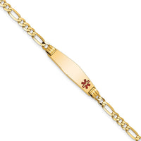 Thumbnail for 14K Medical Soft Diamond Shape Red Enamel Figaro ID Bracelet