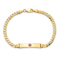Thumbnail for 14K Medical Red Enamel Curb Link ID Bracelet