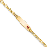 Thumbnail for 14K Medical Soft Diamond Shape Red Enamel Curb Link ID Bracelet