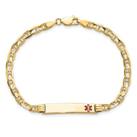 Thumbnail for 14K Medical Red Enamel Anchor Link ID Bracelet