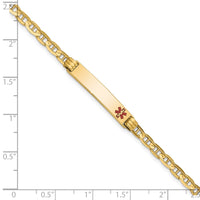 Thumbnail for 14K Medical Red Enamel Anchor Link ID Bracelet