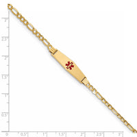 Thumbnail for 14K Medical Semi-Solid Soft Diamond Shape Red Enamel Figaro ID Bracelet