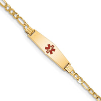Thumbnail for 14K Medical Semi-Solid Soft Diamond Shape Red Enamel Figaro ID Bracelet